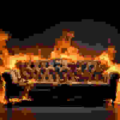 sofa in fire