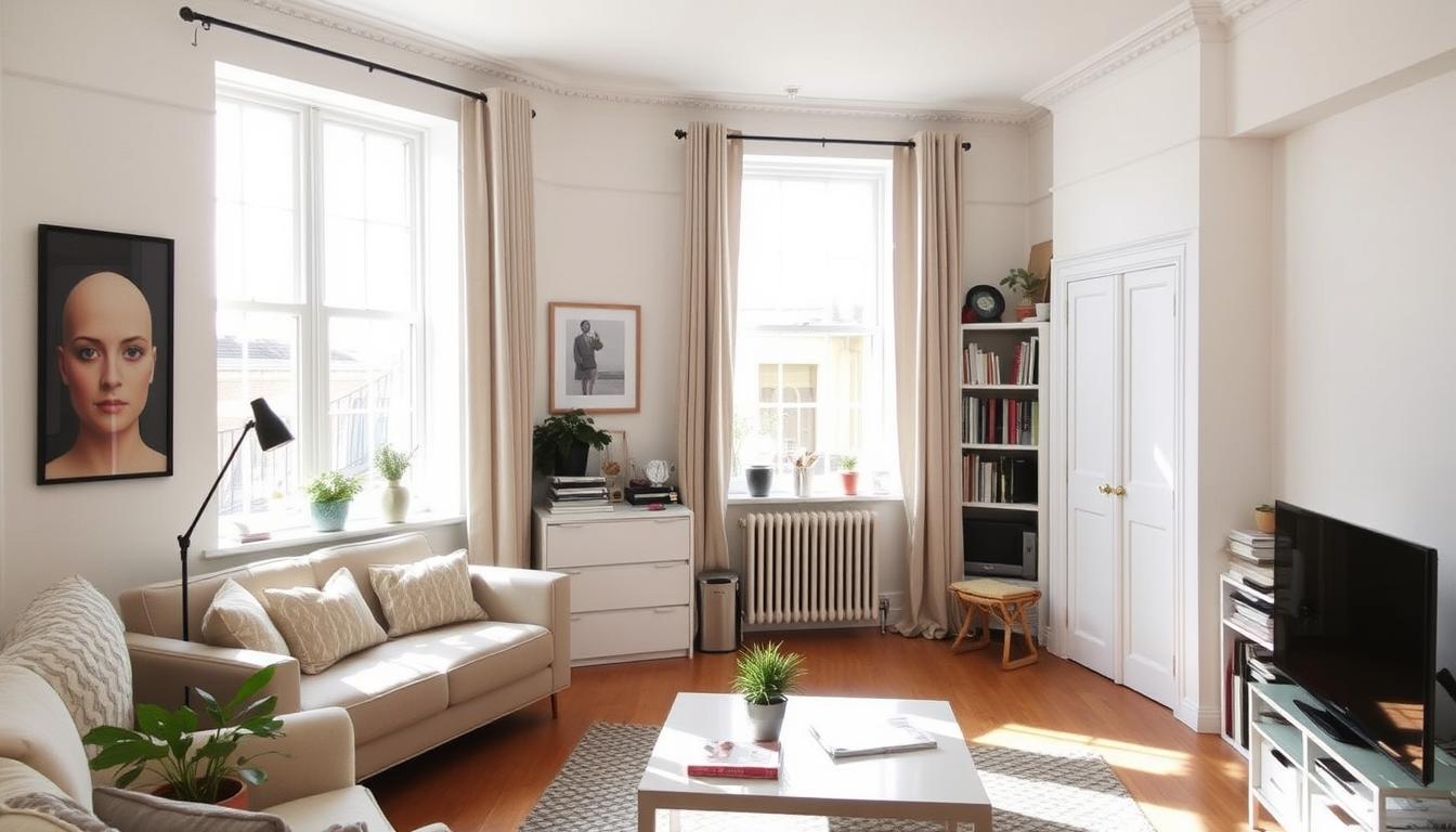 A bright, decluttered London apartment showing guilt-free clearance results